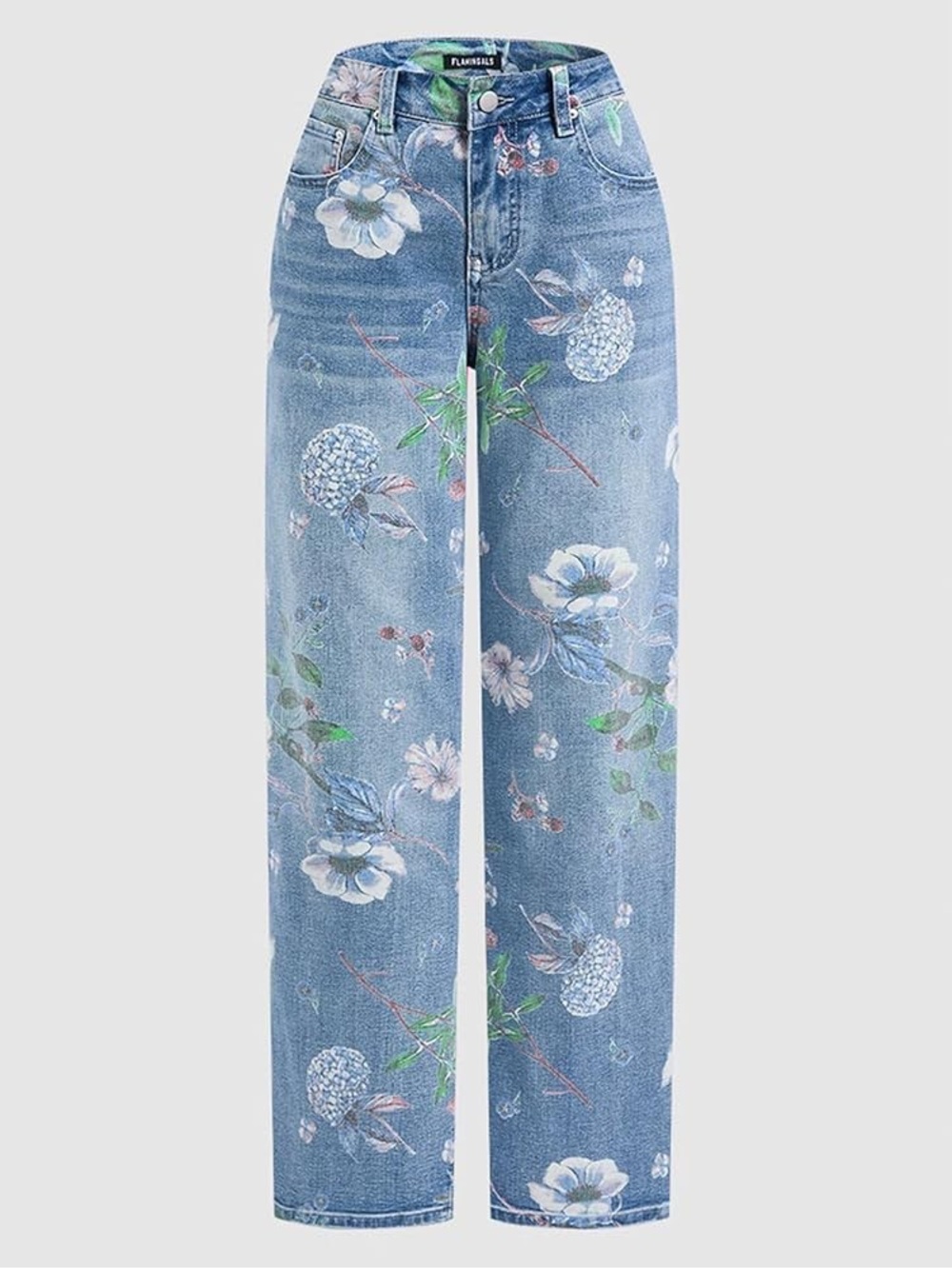 FlamingoLS Blue Floral Cropped Jeans